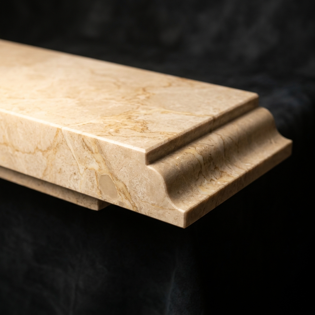 Close-up corner of a premium marble stone slab with elegant edge detail